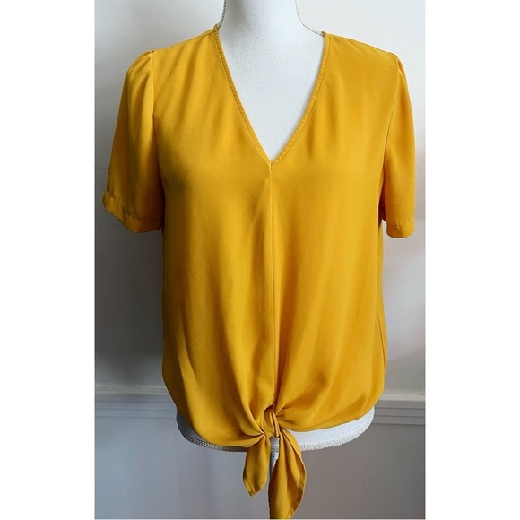 Madewell • Tungsten Glow Yellow Novel Tie Front Blouse - Picture 4 of 11